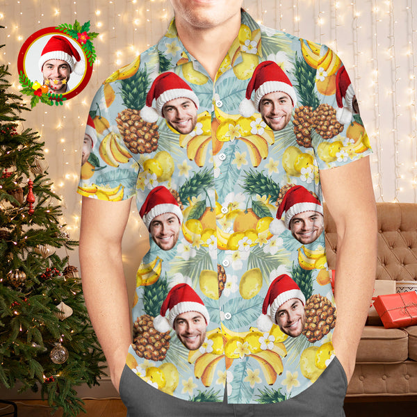 カスタムフォトアロハシャツ－写真入り可能なオリジナルクリスマスアロハシャツギフト-熱帯の果物