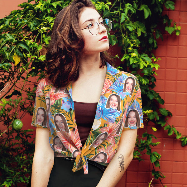 カスタムフェイスシャツ-写真入れ可能な女性用アロハシャツプレゼント-カラフル半袖シャツファッションアパレル