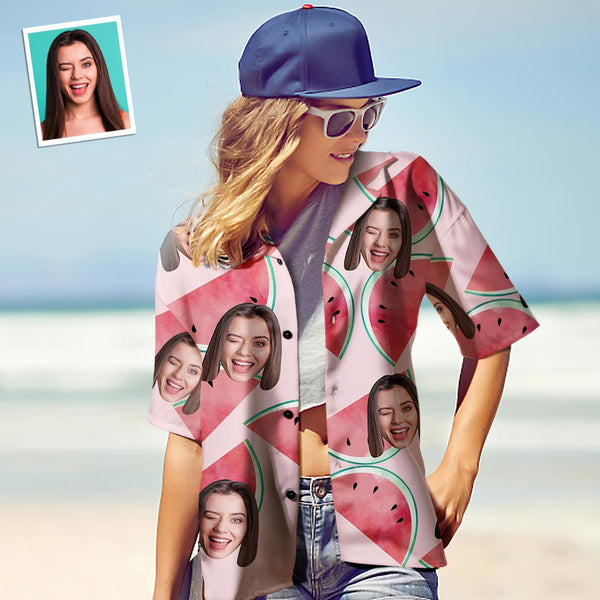 カスタムフェイスシャツ-写真入れ可能な女性用アロハシャツプレゼント-スイカ