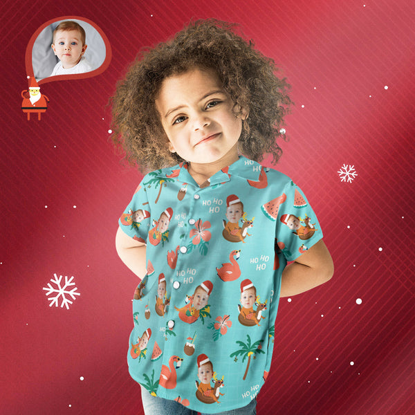 カスタムフェイスシャツ-写真入れ可能な子供用クリスマスアロハシャツ-クリスマスプレゼント