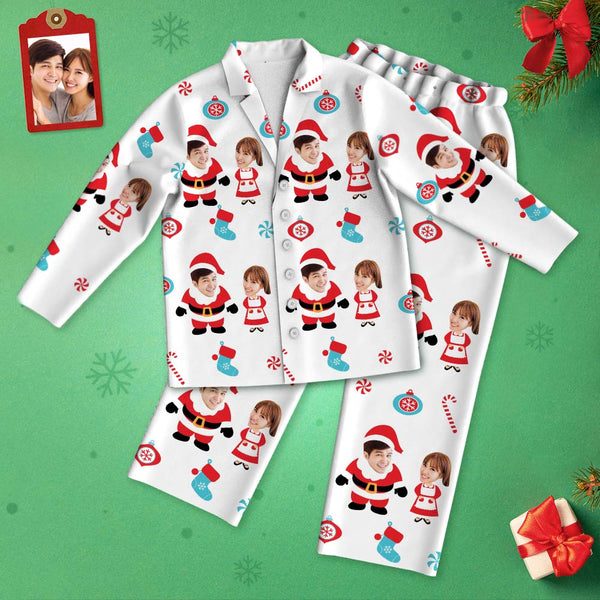 カスタムフォトパジャマ－写真2枚入れ可能なオリジナルクリスマスパジャマカップルクリスマスギフト