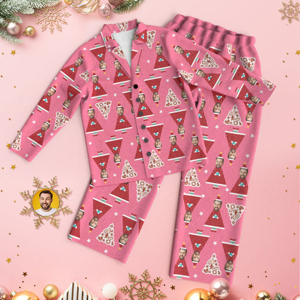 カスタムフォトパジャマ-イギリスパンデミックの写真入れ可能なクリスマスハウス柄のピンクのクリスマスパジャマギフト