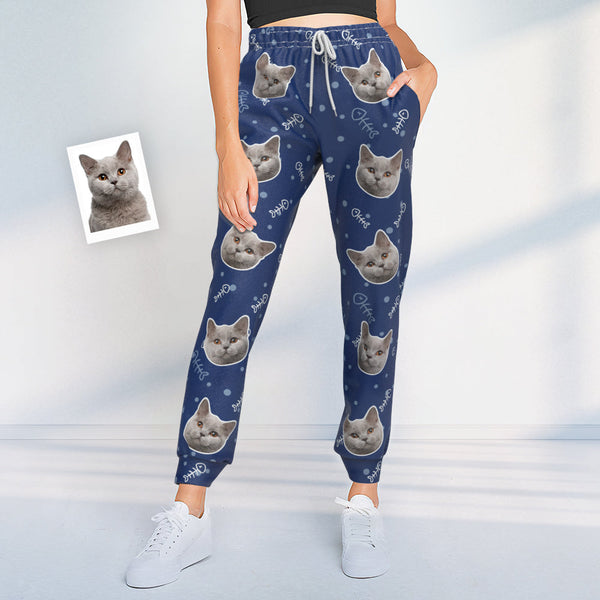 カスタムフェイススウェットパンツ - 猫写真入れ可能な男女兼用ジョガーパンツ - 猫愛好者へのギフト