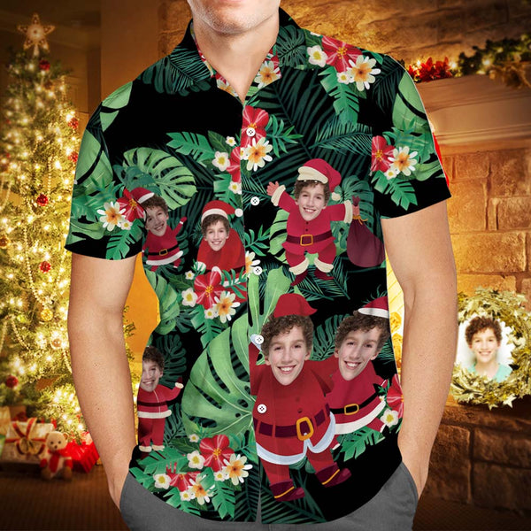 カスタムフォトアロハシャツ－写真入り可能なオリジナルクリスマスアロハシャツ-サンタクロースの休日