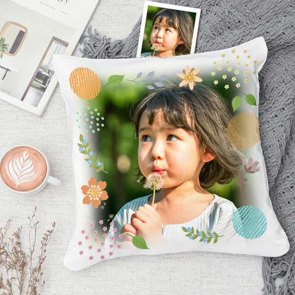 カスタムクッション-子供写真入れ可能な清新な花柄のオリジナル抱き枕ギフト