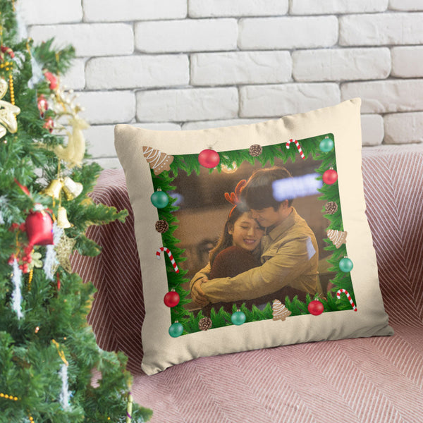 カスタムフォトクッション-写真入れ可能なクリスマス柄のオリジナル抱き枕ギフト友達や恋人へ